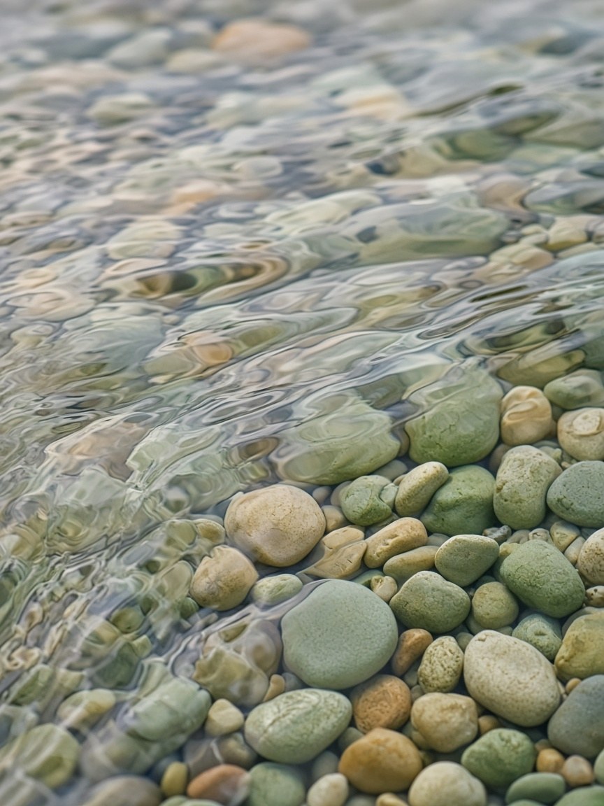 Ciottoli sotto l’acqua di un ruscello